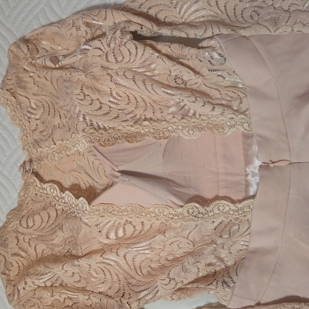 NWT Pink Lace BEBE Dress - Long Sleeve  Size 8 - Picture 8 of 13